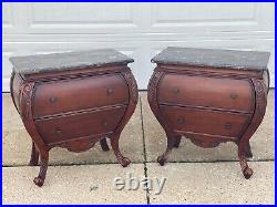 Bombay Company Furniture Pair Marble Top Bombe Night Chests