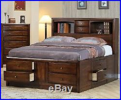 Bookcase Headboard Queen Chest Footboard Storage 10 Drawer Bed Bedroom Furniture