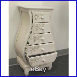 Bowery Hill 5 Drawer Carved Wood Lingerie Chest in White