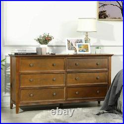 Caramel 6 Drawer Dresser Chest Dresser Clothes Storage Bedroom Furniture Cabinet