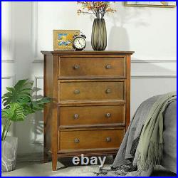 Caramel Large Storage Cabinet 4 Drawer Dresser Solid Wood Dresser Chest
