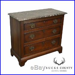 Century Cherry Wood Marble Top Chest of Drawers