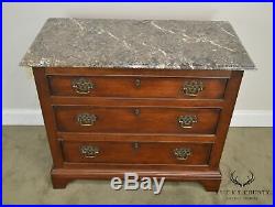 Century Cherry Wood Marble Top Chest of Drawers