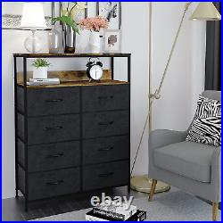 Chest Drawer Dresser Organizer with 8 Drawers & Wood Top Shelf, Fabric Bins & St
