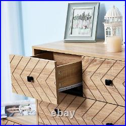 Chest Of 5 Drawers Sideboard Cabinet Storage Unit Bedroom Wood with Black Metal