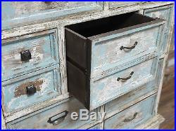 Chest Rustic Painted Multi 7 Drawer Chest of drawers Distressed Paint 107cm