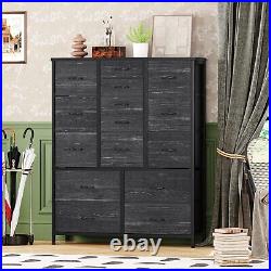 Chest of 15 Drawers Tall Dresser for Bedroom Wood Top Storage Cabinet Organizer