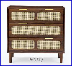 Chest of 3 Drawers Dresser for Bedroom Nightstand Storage Organizer Wood Cabinet