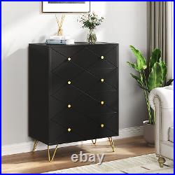 Chest of 4 Drawers Dresser for Bedroom Wood Storage Organizer Hallway Cabinet