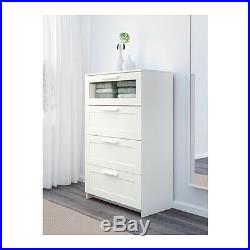 Chest of 4 drawers BRIMNES White/frosted glass, 78x124 cm