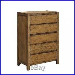 Chest of 5-Drawer Dresser Solid Wood Rustic Barn Wood Finish Bedroom Furniture