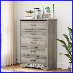 Chest of 5 Drawers Dresser for Bedroom Nightstand Storage Organizer Wood Cabinet