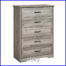 Chest of 5 Drawers Dresser for Bedroom Nightstand Storage Organizer Wood Cabinet