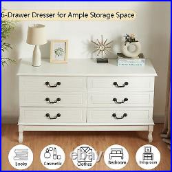 Chest of 6 Drawer Double Dresser Bedroom Clothes Organizer Storage Cabinet Wood