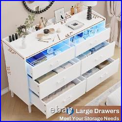 Chest of Drawer Double Dresser Bedroom TV Stand withLED Light Wood Storage Cabinet