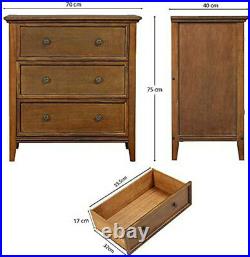 Chest of Drawers 3 Drawer Dresser Bedroom Nightstand Storage Cabinet Solid Wood