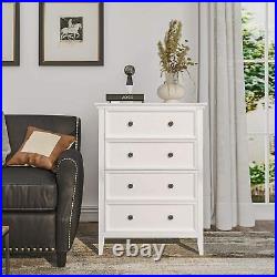 Chest of Drawers 4 Drawer Dresser White Wood Storage Cabinet Bedroom Living Room