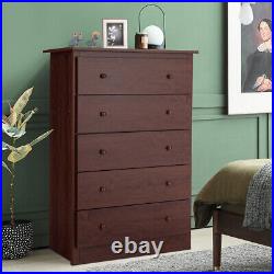 Chest of Drawers 5-Drawer Dresser Storage Unit with Smooth Slide Rail Brown