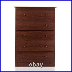 Chest of Drawers 5-Drawer Dresser Storage Unit with Smooth Slide Rail Brown