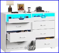 Chest of Drawers 6 Drawers Dresser with LED Lights for Bedroom Storage Organizer