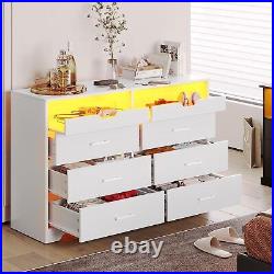 Chest of Drawers 6 Drawers Dresser with LED Lights for Bedroom Storage Organizer