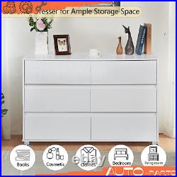 Chest of Drawers 6 Drawers White Dresser Bedroom Large Capacity Storage Cabinet