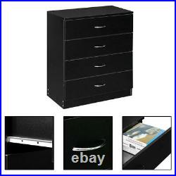 Chest of Drawers Dresser 4 Drawer Furniture Cabinet Black Bedroom Storages