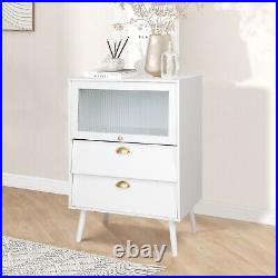 Chest of Drawers Dresser Wood Storage Organizer Glass Door for Living Room Large