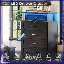 Chest of Drawers LED Lights Tall Dresser for Bedroom with 5 Drawers for Bedroom