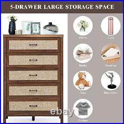 Chest of Drawers Rustic 5 Drawer Dresser Storage Freestanding Cabinet Walnut
