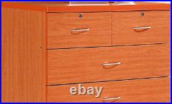 Chest of Drawers Tall Wooden Bedroom Dresser Modern Tallboy With Locks Cherry