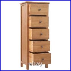 Chest of Drawers Tall Wooden Bedroom Dresser Solid Oak Wood Modern Tallboy