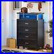 Chest of Drawers with LED Light Dresser for Bedroom with 5 Drawers Wood Dresser