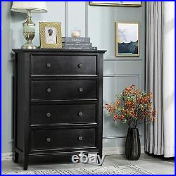 Chest of drawers 4 drawer dresser black wood Storage Cabinet Bedroom Living Room