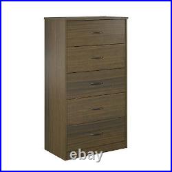 Classic 5 Drawer Wood Dresser Bedroom Clothes Storage Tall Chest Of Drawers Unit