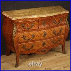 Commode dresser furniture inlaid wood marble top antique style chest of drawers