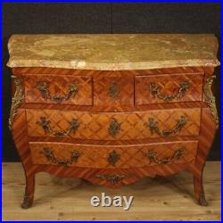 Commode dresser furniture inlaid wood marble top antique style chest of drawers