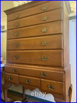 Conant Ball Vintage Queen Anne Highboy Maple Chest Of Drawers Orig Finish