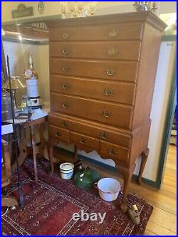 Conant Ball Vintage Queen Anne Highboy Maple Chest Of Drawers Orig Finish
