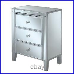 Convenience Concepts Gold Coast 3 Drawer Mirrored Chest in Silver