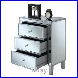 Convenience Concepts Gold Coast 3 Drawer Mirrored Chest in Silver