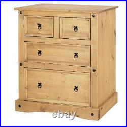 Corona Chest of 4 Drawers 2 + 2 Mexican Solid Pine, Rustic, Distressed