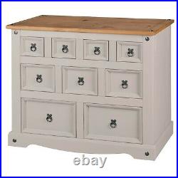 Corona Grey 4+3+2 Drawer Merchant Chest of Drawers, Mexican Solid Pine, Rustic
