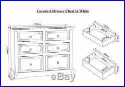 Corona White 6 Drawer Chest Bedroom Storage Mexican Furniture Pine Cabinet