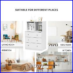Costway 3 Drawer Dresser With Cubbies Storage Chest for Bedroom Living Room White