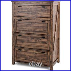 Costway 4-Drawer Dresser Vertical Chest of Drawers Storage Cabinet Rustic Brown