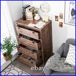 Costway 4-Drawer Dresser Vertical Chest of Drawers Storage Cabinet Rustic Brown