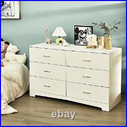 Costway Dresser Storage Dresser 6-Drawer Chest 6 Spacious Drawers withHandle White