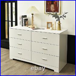 Costway Dresser Storage Dresser 6-Drawer Chest 6 Spacious Drawers withHandle White