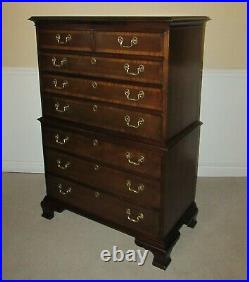 Councill Craftsmen Banded Mahogany Eight Drawer Chest On Chest, Tall Dressser